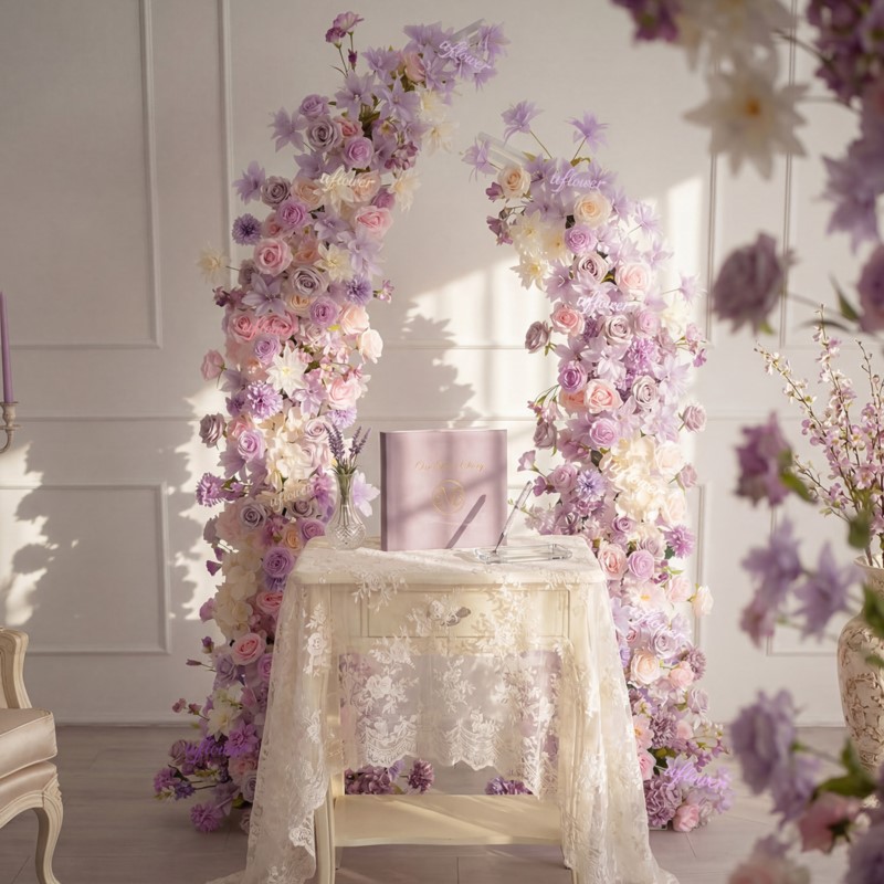 Table Runner - 5D Uflower Purple Pink Lilies Artificial
