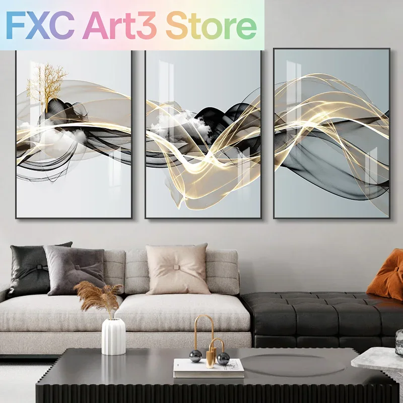 3pcs/Set frameless 3 Nordic Lu - Abstract Canvas Set ulasan dan harga
