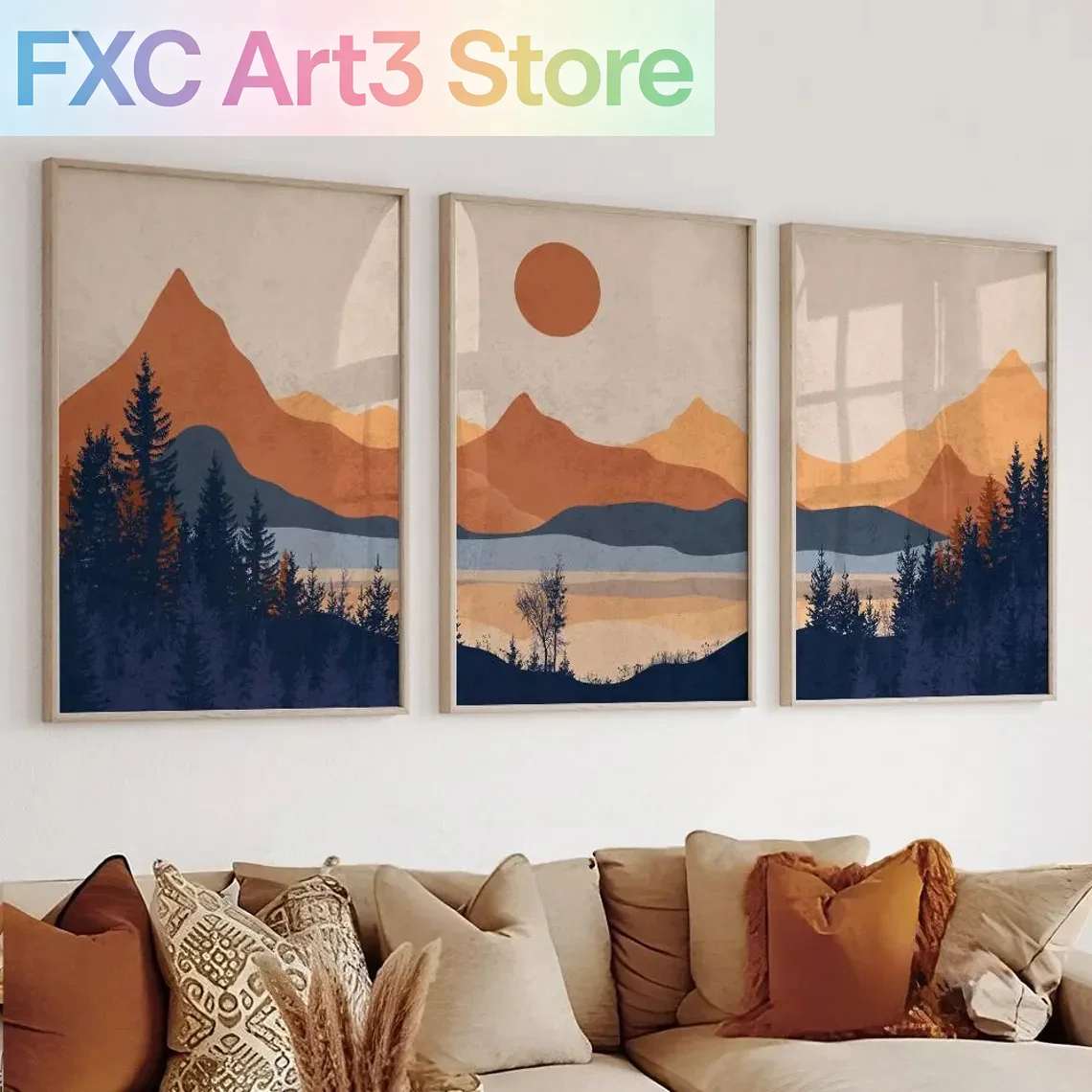 3pcs/Set frameless,Terracotta  - Abstract Canvas Set ulasan dan harga