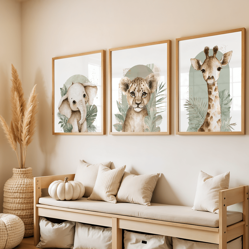 3pcs/set Retro Elephant Lion a - Abstract Canvas Set ulasan dan harga