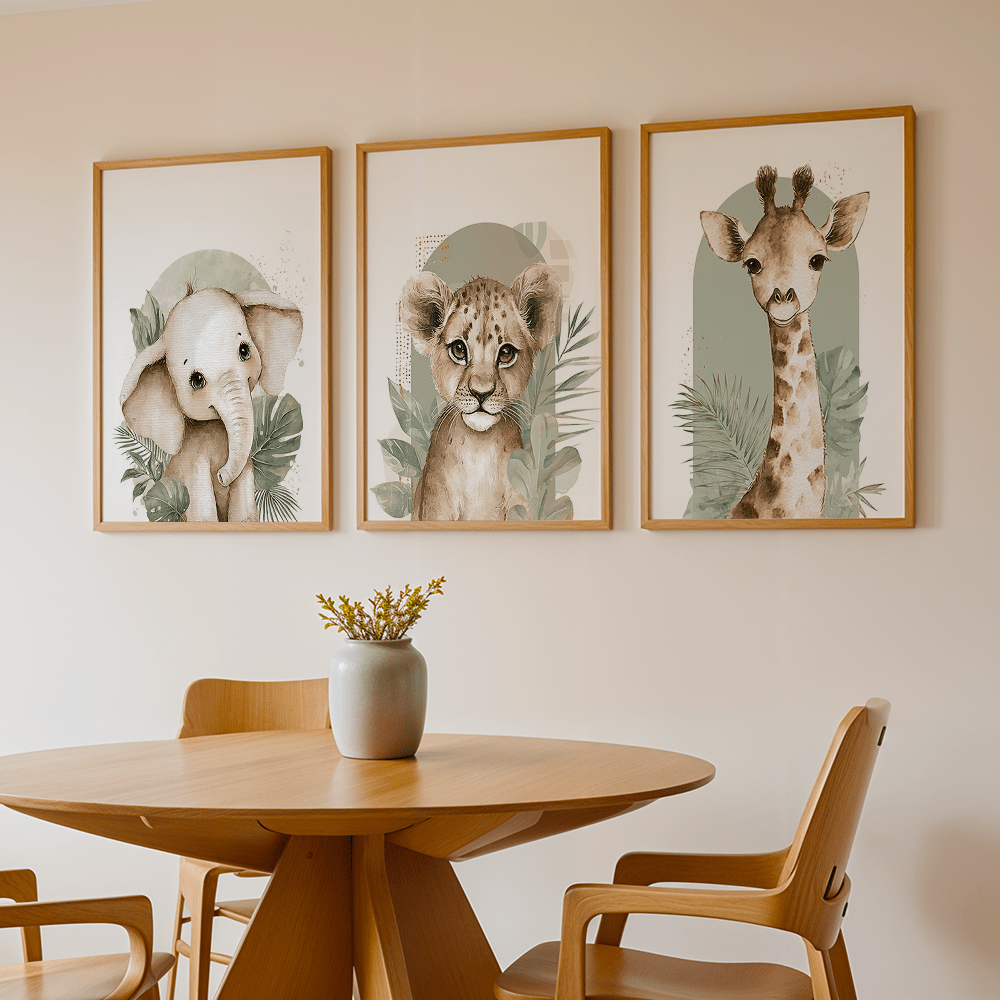 3pcs/set Retro Elephant Lion a - Abstract Canvas Set ulasan dan harga