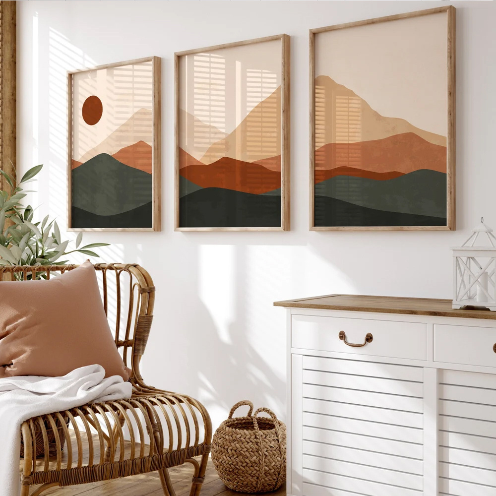 3pcs/set Bohemian Abstract Sun - Abstract Canvas Set ulasan dan harga