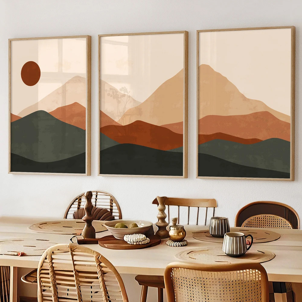 3pcs/set Bohemian Abstract Sun - Abstract Canvas Set ulasan dan harga