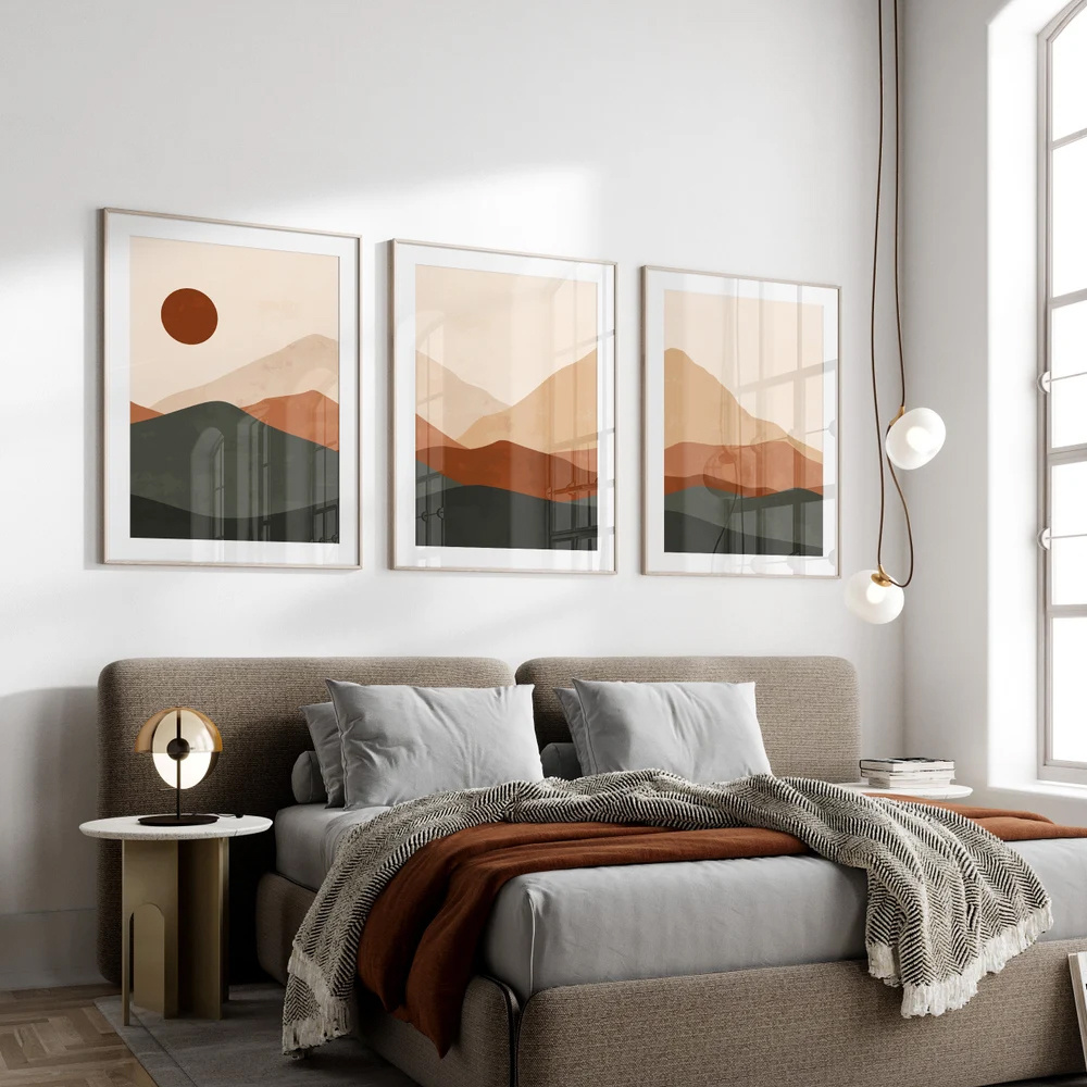 3pcs/set Bohemian Abstract Sun - Abstract Canvas Set ulasan dan harga