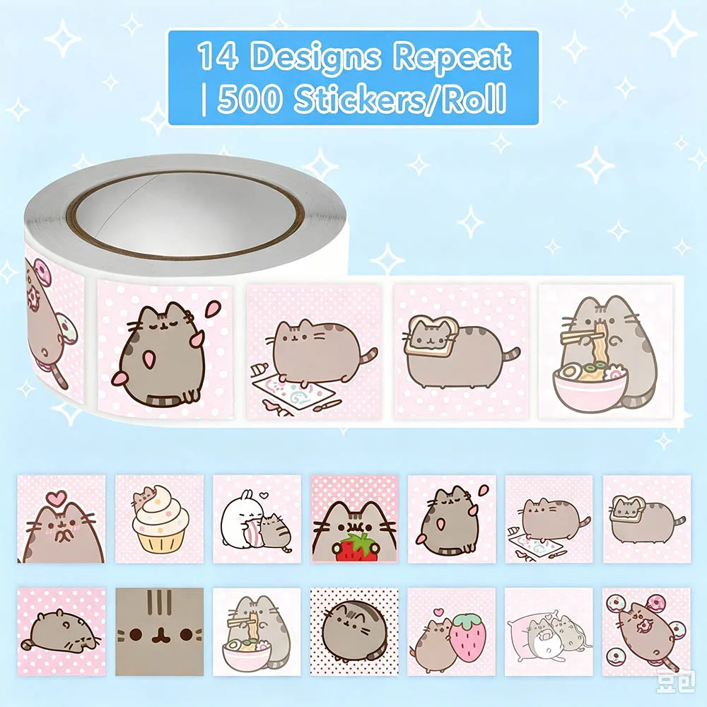 Hou 500pcs Pusheen Cartoon Cat - Wall Sticker ulasan dan harga